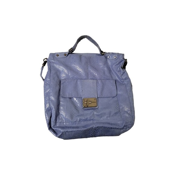 Kenneth Cole Reaction Snakeskin Bag Blue Medium Double Handle Silver Hardware - Picture 2 of 9